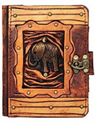 A Little Present Indian Elephant Pendant Vintage Leather Hardcover Wallet Pouch 6