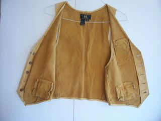 Vintage Double RL Ralph Lauren Men ' s (M) Deerskin Leather Button Vest 1980 ' s 10
