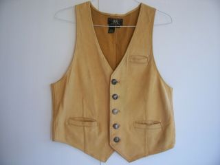 Vintage Double RL Ralph Lauren Men ' s (M) Deerskin Leather Button Vest 1980 ' s 3