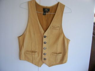 Vintage Double RL Ralph Lauren Men ' s (M) Deerskin Leather Button Vest 1980 ' s 9