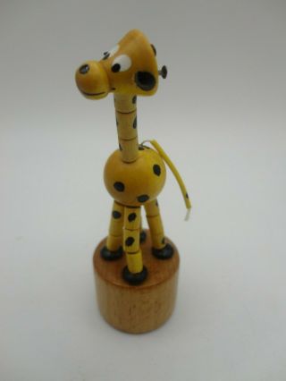 Vintage Wood Push Up Puppet Giraffe Toy Nr