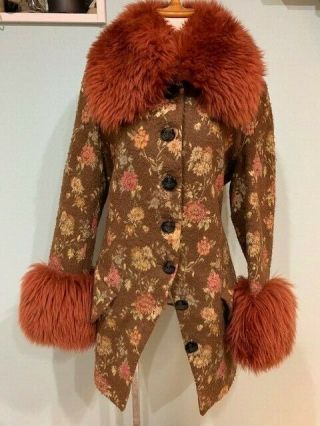 Final Price Rare Vintage 90s Vivienne Westwood Red Label Floral Fur Trim Coat
