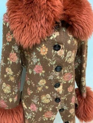 Final price RARE Vintage 90s Vivienne Westwood RED LABEL Floral Fur Trim Coat 2