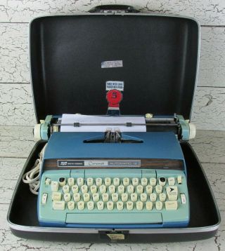 Smith Corona Electric Typewriter Blue Portable Automatic 12 Case Vintage Usa