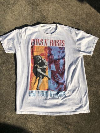 Vintage Guns N Roses T Shirt Size L Use Your Illusion 90s Vtg Metal Gnr