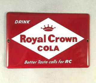 Vintage Royal Crown Cola Porcelain Door Push Pull Rare Old Advertising Soda Sign