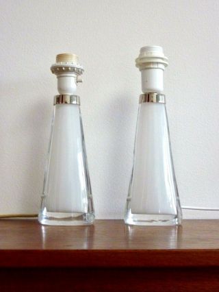 RARE White Mid Century Modern CARL FAGERLUND for ORREFORS Glass Table Lamps 2