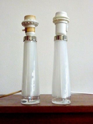 RARE White Mid Century Modern CARL FAGERLUND for ORREFORS Glass Table Lamps 4