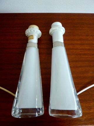 RARE White Mid Century Modern CARL FAGERLUND for ORREFORS Glass Table Lamps 9