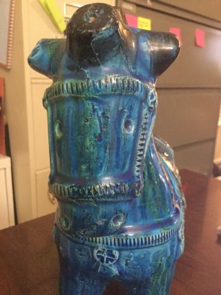 Antique Blue Glazed Ceramic Horse Statue Made In Italy 12