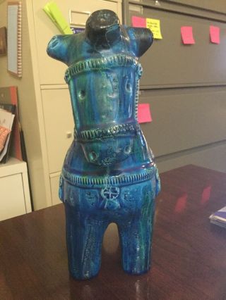 Antique Blue Glazed Ceramic Horse Statue Made In Italy 2