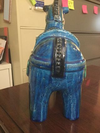 Antique Blue Glazed Ceramic Horse Statue Made In Italy 4