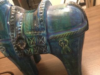 Antique Blue Glazed Ceramic Horse Statue Made In Italy 9