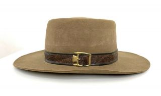 Vtg Stetson Revenger Cowboy Hat 7 5/8 Western Fedora Wide Brim 3x Fur Felt