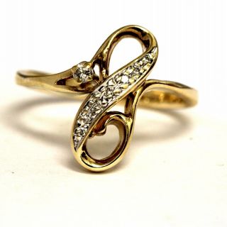 10k Yellow Gold.  09ct Si1 H Round Diamond Form Ladies Ring 2.  6g Vintage