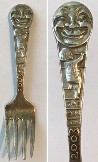 Antique Webster Sterling Silver Man In The Moon Figural Baby Fork No Monogram