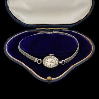Antique Vintage Deco 10k Rolled Gold Plated Hamilton Diamond Womens Wrist Watch