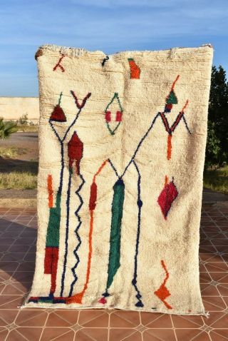 Moroccan Vintage Handmade Berber Rug Of Wool Azilal Carpets Very Good Quality