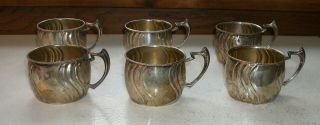 Set Of Six Cup Holders 800 Silver Half Moon And Anchor - Birmingham England 8 Oz