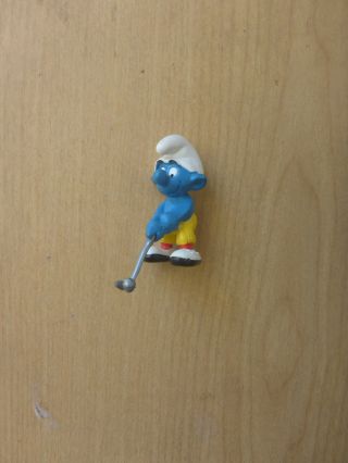 Vintage Smurf Figure Peyo Schleich Germany - Golf Smurf