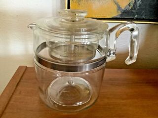 Pyrex Flameware Percolator 4 6 9 Cup Vtg Stove Top Glass Tea Coffee Maker Pot