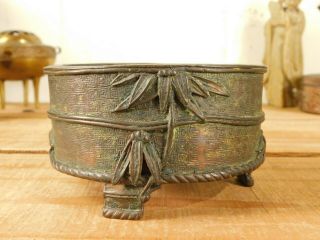 Unusual Antique Chinese Bronze Footed Jar Vessel Tripod Censer