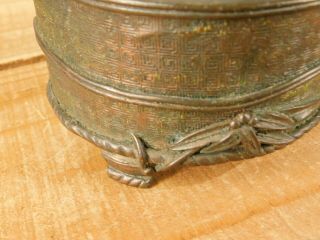 Unusual Antique Chinese Bronze Footed Jar Vessel Tripod Censer 7