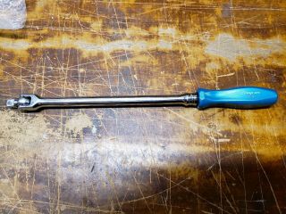 Vintage Snap On Fh12l 3/8 " Drive Breaker Bar With Pearl Blue Hard Handle