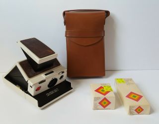Vintage White Leather Polaroid Sx - 70 Land Camera Model 2 W/ Case