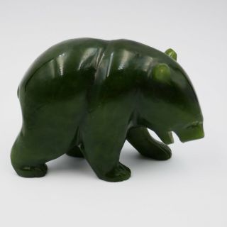 Nephrite Jade Bear Figurine Hand Carved Polished Dark Green 1930 ' s Vintage 2