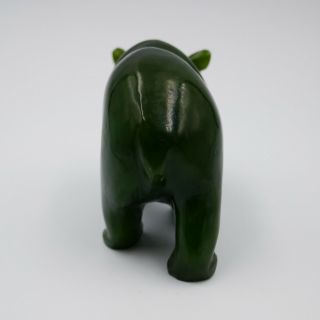Nephrite Jade Bear Figurine Hand Carved Polished Dark Green 1930 ' s Vintage 3