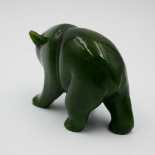 Nephrite Jade Bear Figurine Hand Carved Polished Dark Green 1930 ' s Vintage 4