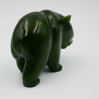 Nephrite Jade Bear Figurine Hand Carved Polished Dark Green 1930 ' s Vintage 5