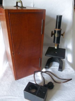 Vintage Antique Spencer Buffalo Microscope W/ Wood Box & Illuminating Box 121284