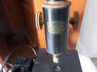 Vintage Antique Spencer Buffalo Microscope W/ Wood Box & Illuminating Box 121284 3