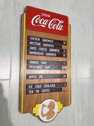 Coca Cola Drink Vintage Coffee Dinner Kitchen Wood Menu Sign