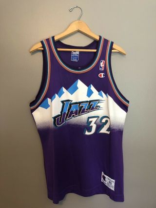 Rare Vtg Karl Malone Champion Jersey 40 Utah Jazz