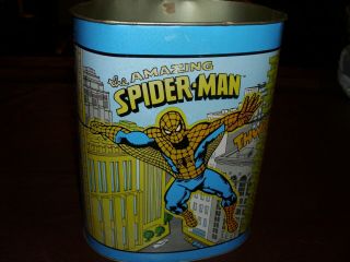 Vintage Spider - Man Cheinco Metal Trash Can Marvel Avengers Rare Marvelmania 1979 7