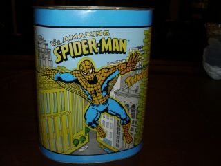 Vintage Spider - Man Cheinco Metal Trash Can Marvel Avengers Rare Marvelmania 1979 8