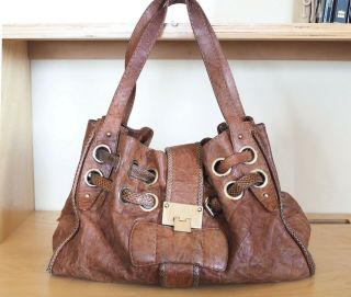 Vintage Jimmy Choo Rikki Ramona Brown Leather Large Tote Bag Handbag