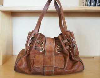 Vintage Jimmy Choo Rikki Ramona Brown Leather Large Tote Bag Handbag 2