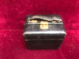 Vintage Salesman’s Sample Leather Traveling Case Suitcase Brass Latch 4 " Inches