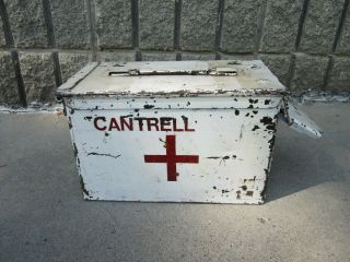 Vintage Ww2 Era Red Cross Field Medical First Aid Kit Metal Box