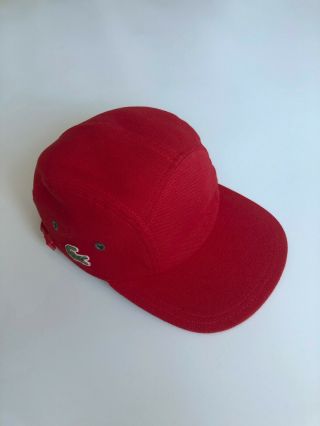 Lacoste Vintage 5 Panel Cotton Cap Hat Size 2 Devanlay Made In France Red