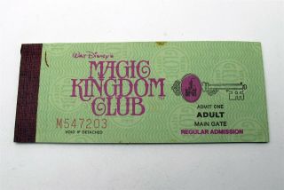 Vtg Disneyland Complete Ticket Book With Admission Ticket Magic Kingdom Club