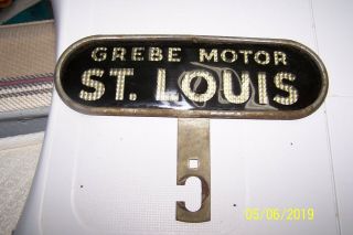 Vintage Grebe Motor St Louis Dealership Advertising License Plate Topper