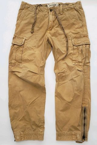 Abercrombie & Fitch Mens Xl Adirondacks Cargo Paratrooper Pants Distressed