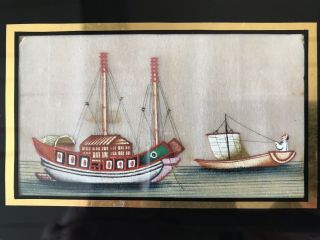 Set of 4 Antique 19th Century Miniature Chinese Pith Paintings Framed in Pairs 4