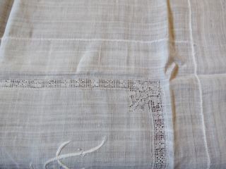 VTG Madeira Semi sheer Cotton White Embroidery cut work Decor Tablecloth 83X63 2