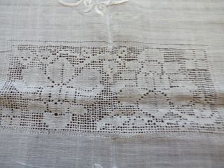 VTG Madeira Semi sheer Cotton White Embroidery cut work Decor Tablecloth 83X63 3